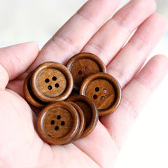 10pcs Wooden 4 Hole Round Sewing Buttons - Classic Wood Buttons for DIY Crafts