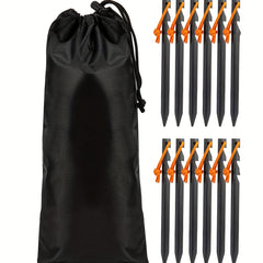 12pcs Aluminum Tent Stakes w/ Reflective Rope for Camping, Hiking, Gardening