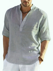 Men's Casual Stand Collar Long Sleeve Shirt