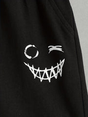 3pcs Smiling Print Boys Quick Drying Shorts for Summer Outdoor