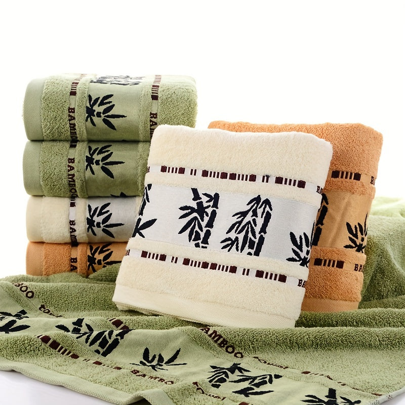 Bamboo Fiber Bath Towel 55x27in with Leaf Pattern