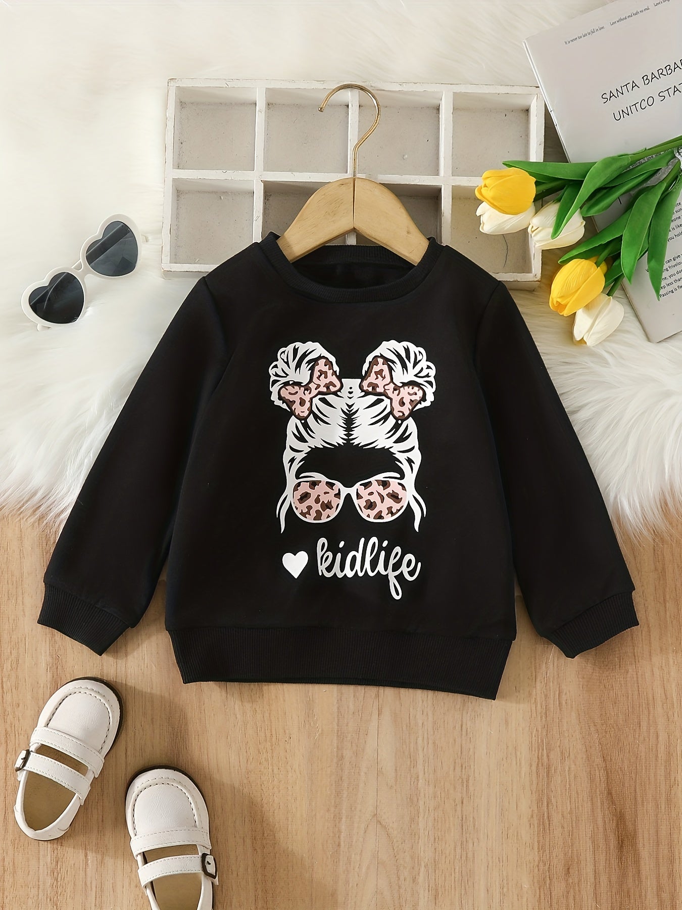 Leopard Portrait Girls Pullover Sweatshirt