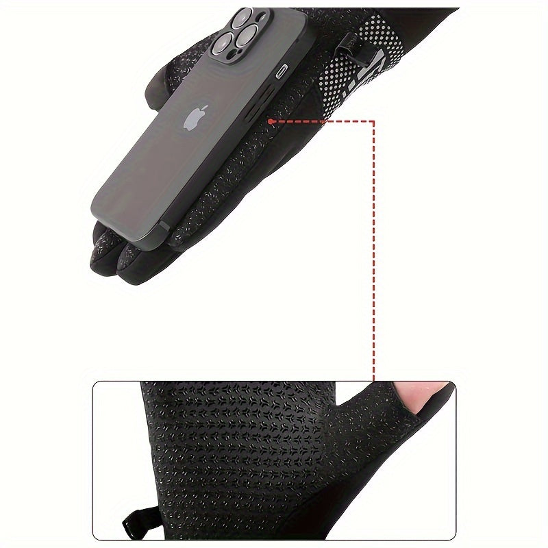 Winter Warm Fishing Gloves Two Finger Flip Non-Slip Waterproof Windproof Gloves