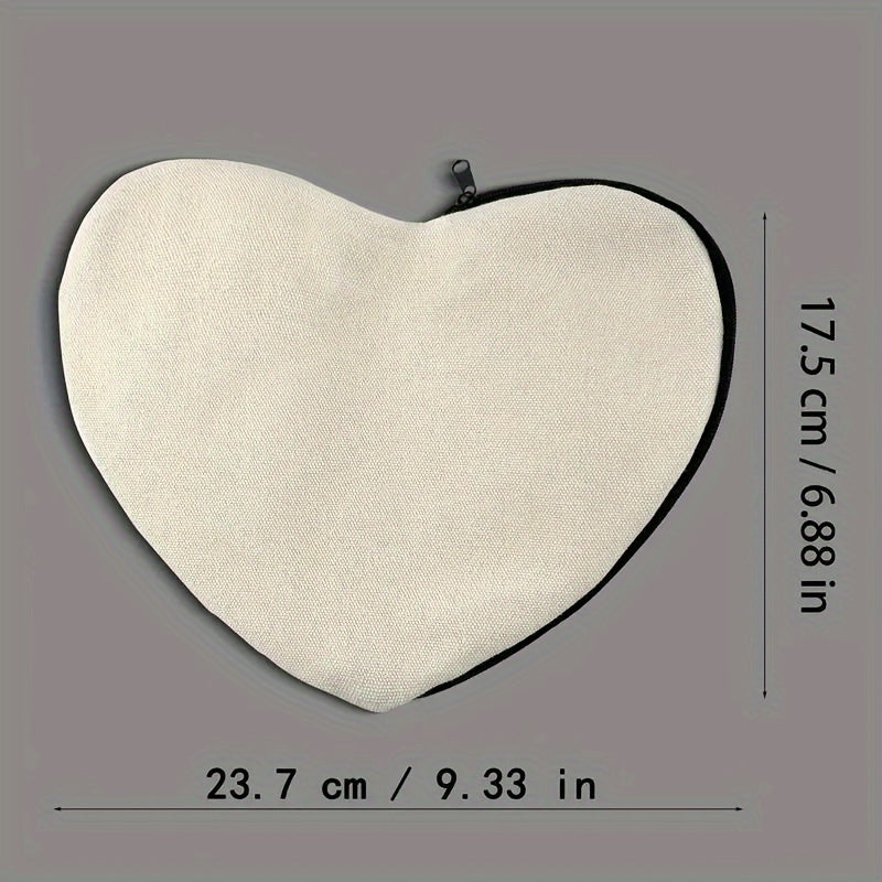 Love Heart Blank Canvas Small Clutch Bag Coin Purse DIY Crafts