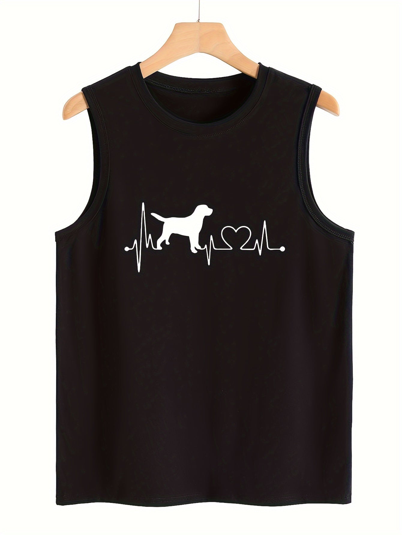 Heart & Dog Print Sleeveless Sports Vest Women's Activewear