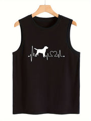Heart & Dog Print Sleeveless Sports Vest Women's Activewear