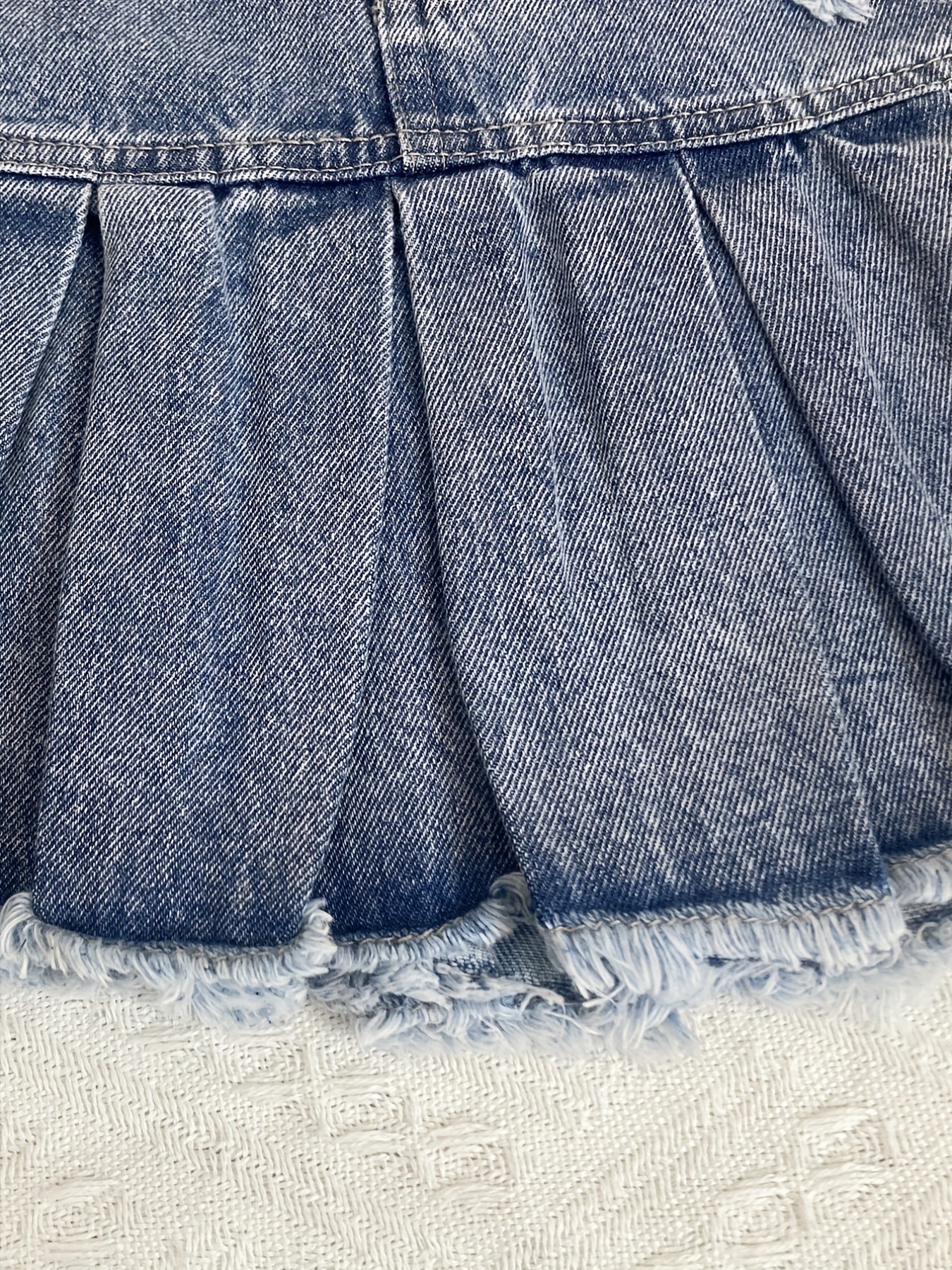 Girls Pleated Elastic Waist Denim Skirt 8-11 Years