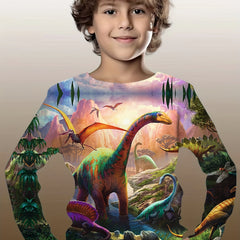 3D Dinosaur Print Kid's Long Sleeve Top Boy's Clothes