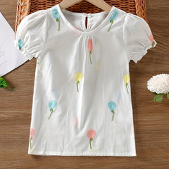 Toddler Girls Colorful Balloon Embroidery Blouse Shirt