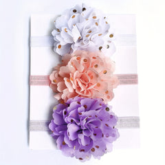 3pcs Dot Chiffon Flower Baby Headband 0-3 Years