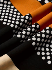 Colorblock Dot & Stripe Flounce Sleeve Smock Dress
