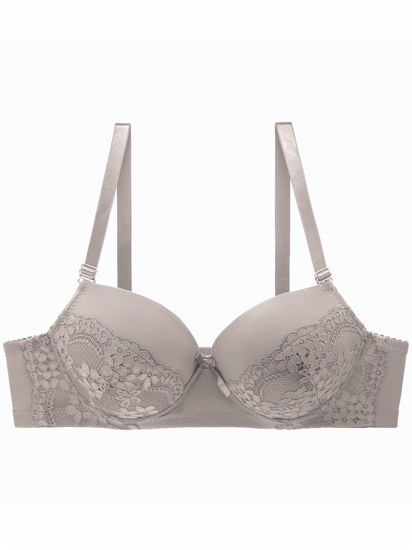 Sexy Lace Front Bowknot Flower Printing Bra Anti Sagging Micro Elastic Bra