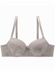 Sexy Lace Front Bowknot Flower Printing Bra Anti Sagging Micro Elastic Bra