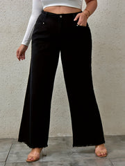 Fringe Trim Wide Leg Jeans