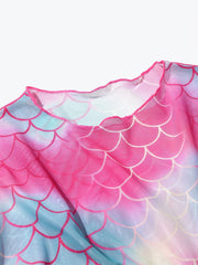 Toddler Girls Gradient Fish Scale Ruffle Trim Cover Up for Summer