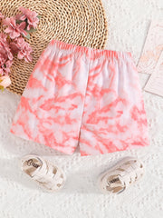 Kid Girls' Bow Waist Tie dye Casual Shorts for Lounge Sports