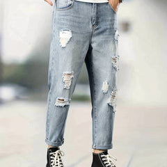 Men's Ripped Jeans Distressed Denim Pants Street Style