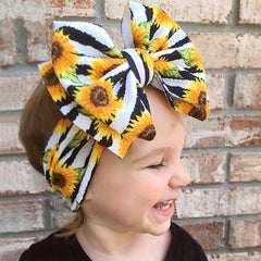 Baby Girls Watermelon Sunflowers Heart Plaid Bow Headband
