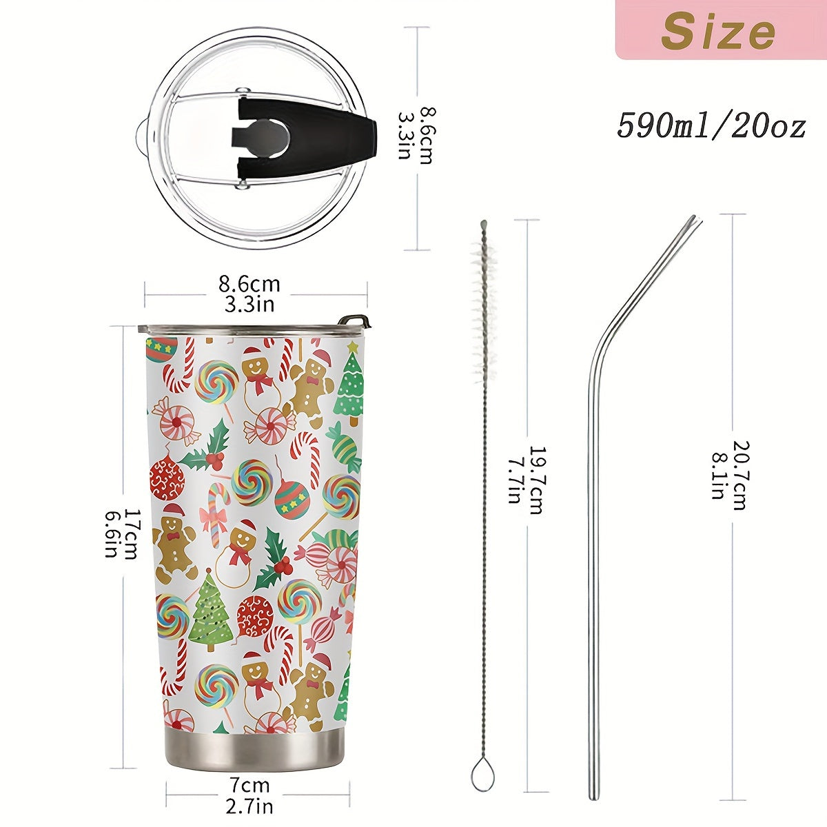 Christmas Series Insulated Water Cup 590ml Stainless Steel Bottle