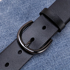 Men's Calfskin Leather Belt Pin Buckle Casual Belt For Jeans Pants