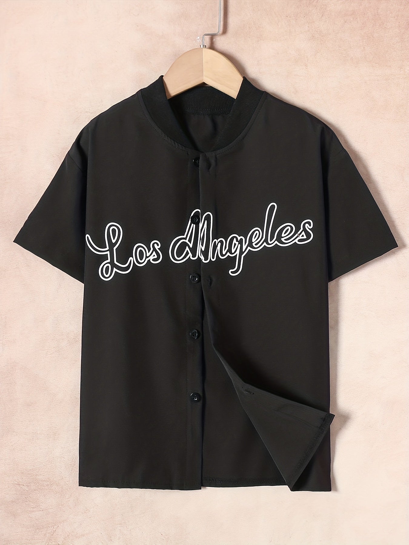 Boys LA Graphic Button Baseball Collar Shirt