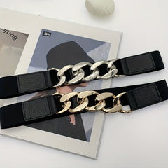 Geometric Metal Knotted Elastic Belt Waistband Women Casual Dress Girdle