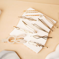 12pc Faux Pearl Rhinestone Bobby Pin Hair Accessories Set