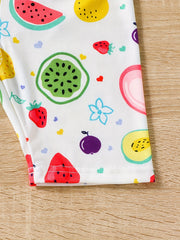 Toddler Girls Fruit Graphic Elastic Waist Casual Sports Biker Shorts