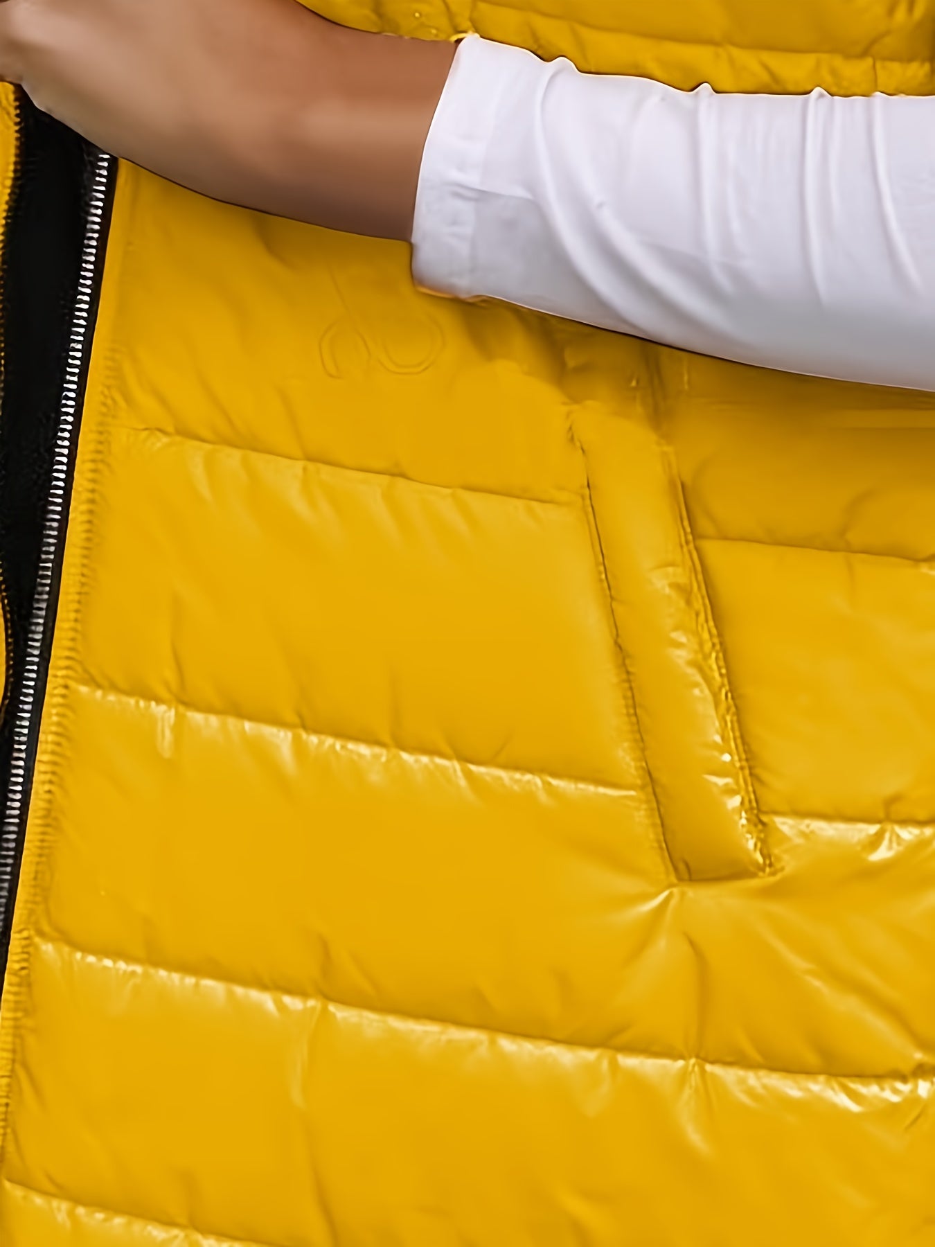 Solid Hooded Sleeveless Vest Jacket For Fall & Winter