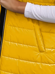 Solid Hooded Sleeveless Vest Jacket For Fall & Winter