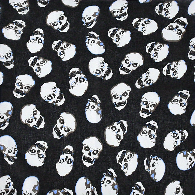 Skull Pattern Square Headscarf for Hip Hop Outdoor Sports