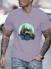 Car Print Men's Graphic Crew Neck Active T shirt Casual Comfy Tees
