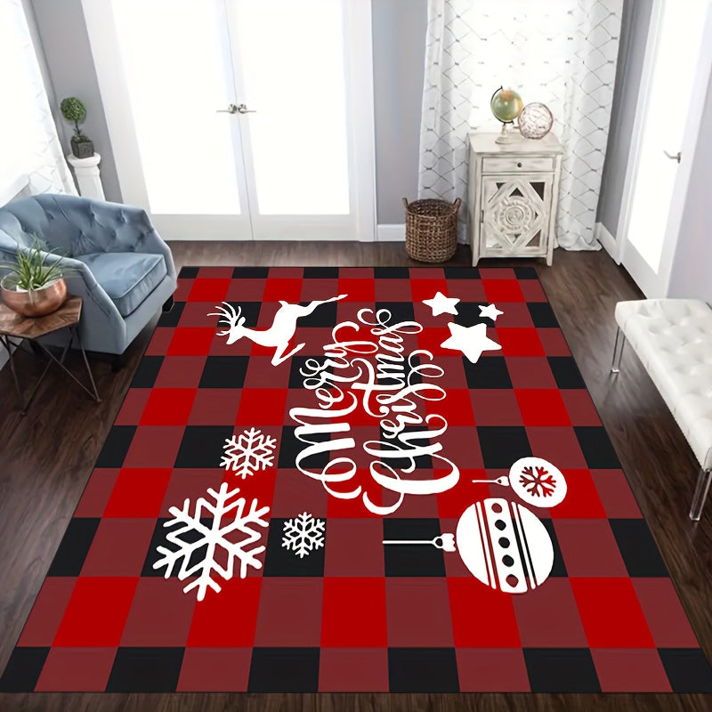 Christmas Elk Carpet Floor Mat Soft Non Slip Area Rugs Snowflake