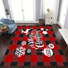 Christmas Elk Carpet Floor Mat Soft Non Slip Area Rugs Snowflake