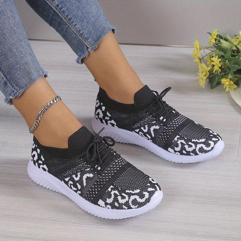 Women's Breathable Knit Sports Shoes Lace Up Running Tennis Lightweight Sock
