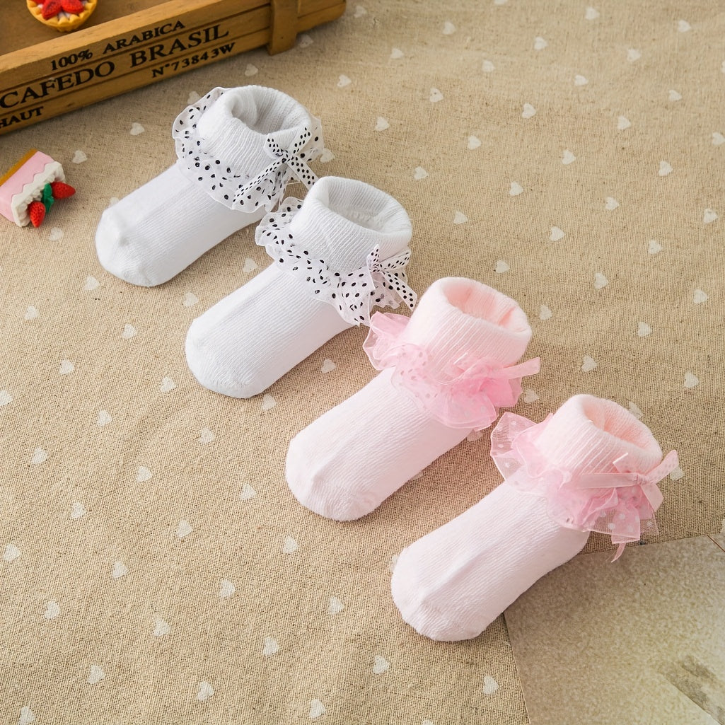 Newborn Baby Lace Flower Princess Socks Soft Cotton Infant Girls