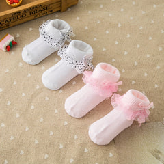 Newborn Baby Lace Flower Princess Socks Soft Cotton Infant Girls