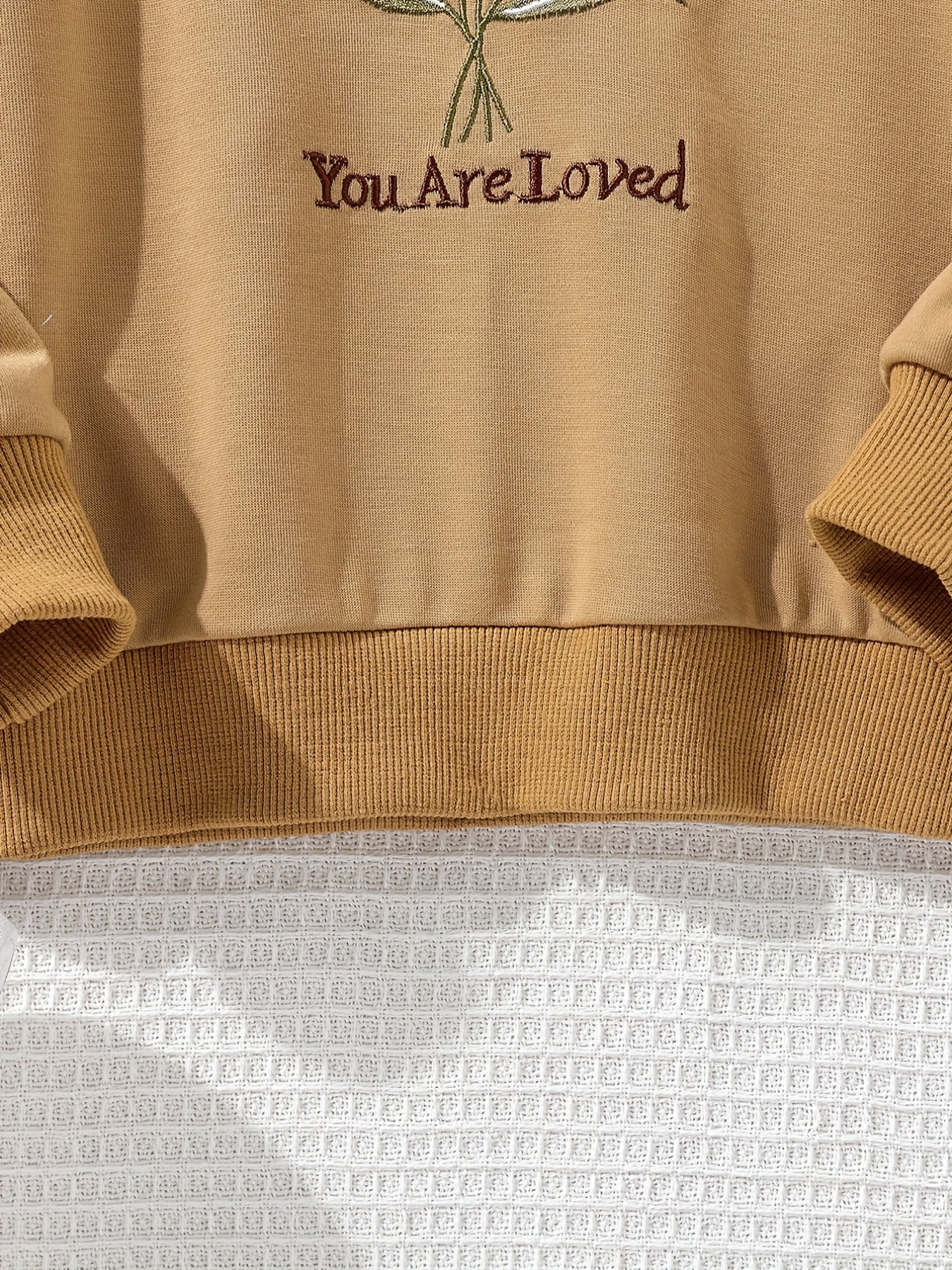 Girls Flower Embroidered Crew Neck Sweatshirt for Spring Fall