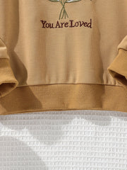 Girls Flower Embroidered Crew Neck Sweatshirt for Spring Fall