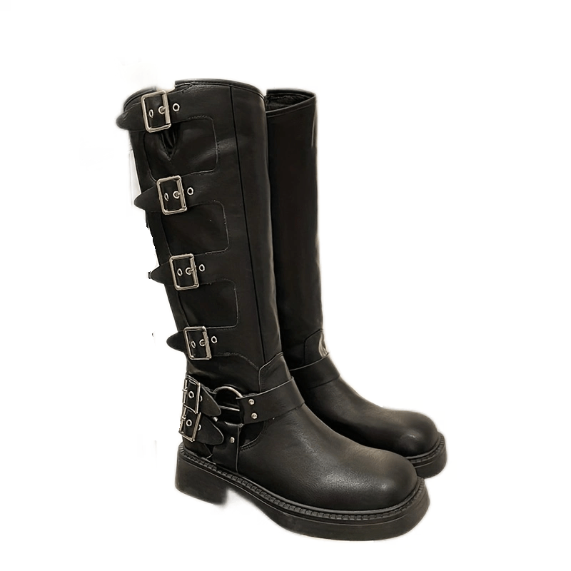 Women's Retro Knee High Boots Chunky Knight Boots