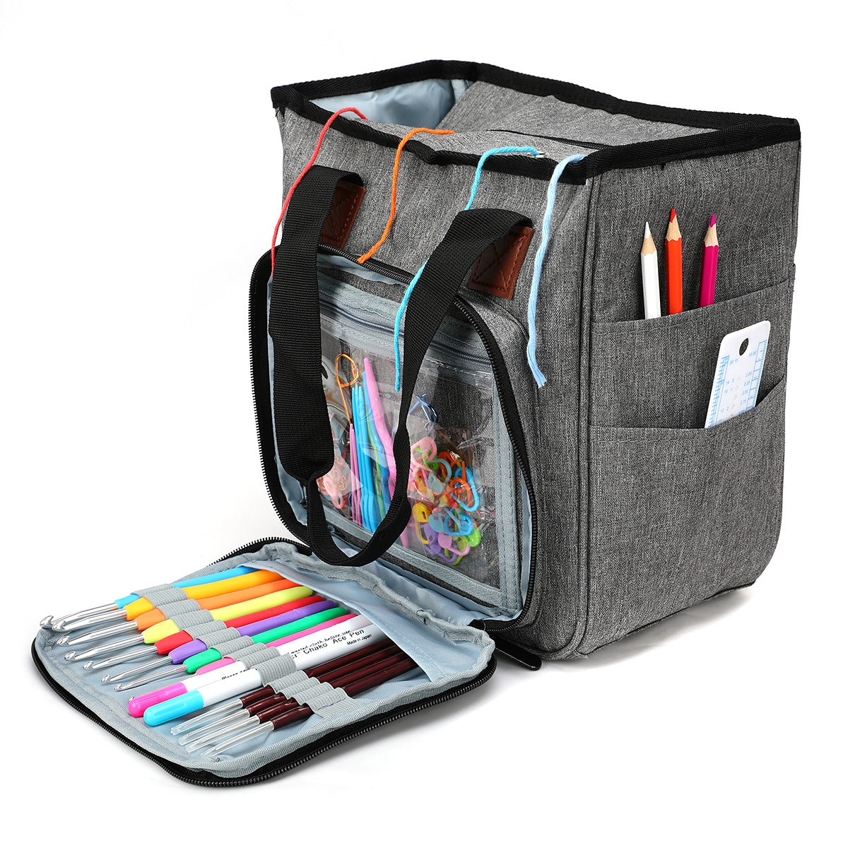 Large Capacity Knitting Bag Crochet Storage Tote Bag Yarn Storage Carrying Bag