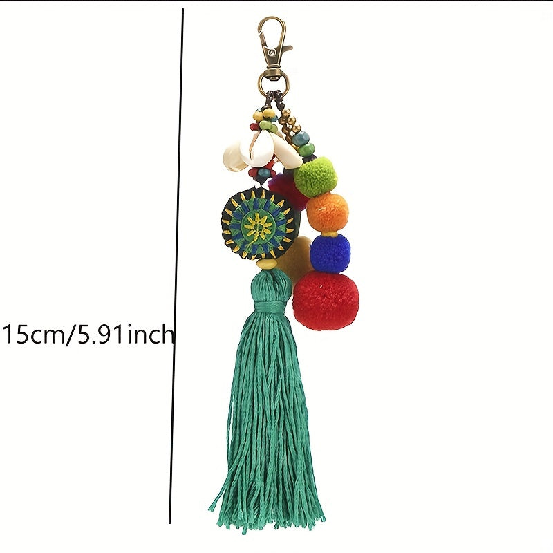 Boho Pom Pom Tassel Keychain Mexican Key Ring Bag Charm