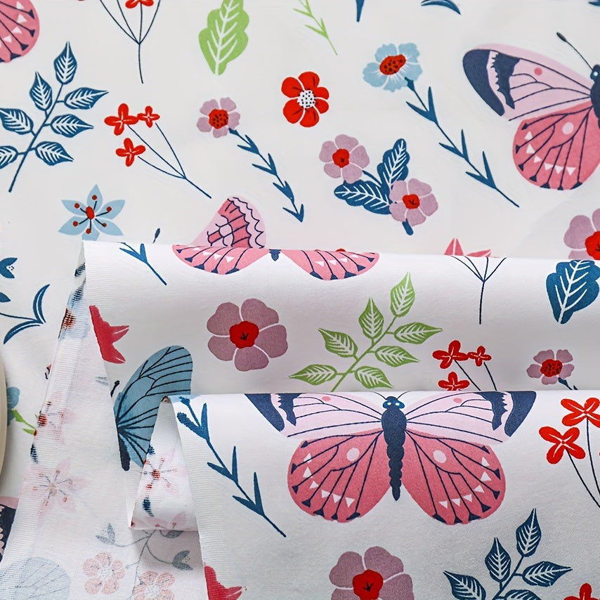 4pcs Floral Butterfly Twill Cotton Fabric DIY Sewing Table Doll Packaging