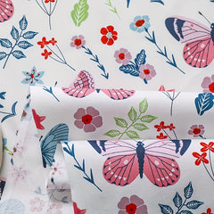 4pcs Floral Butterfly Twill Cotton Fabric DIY Sewing Table Doll Packaging