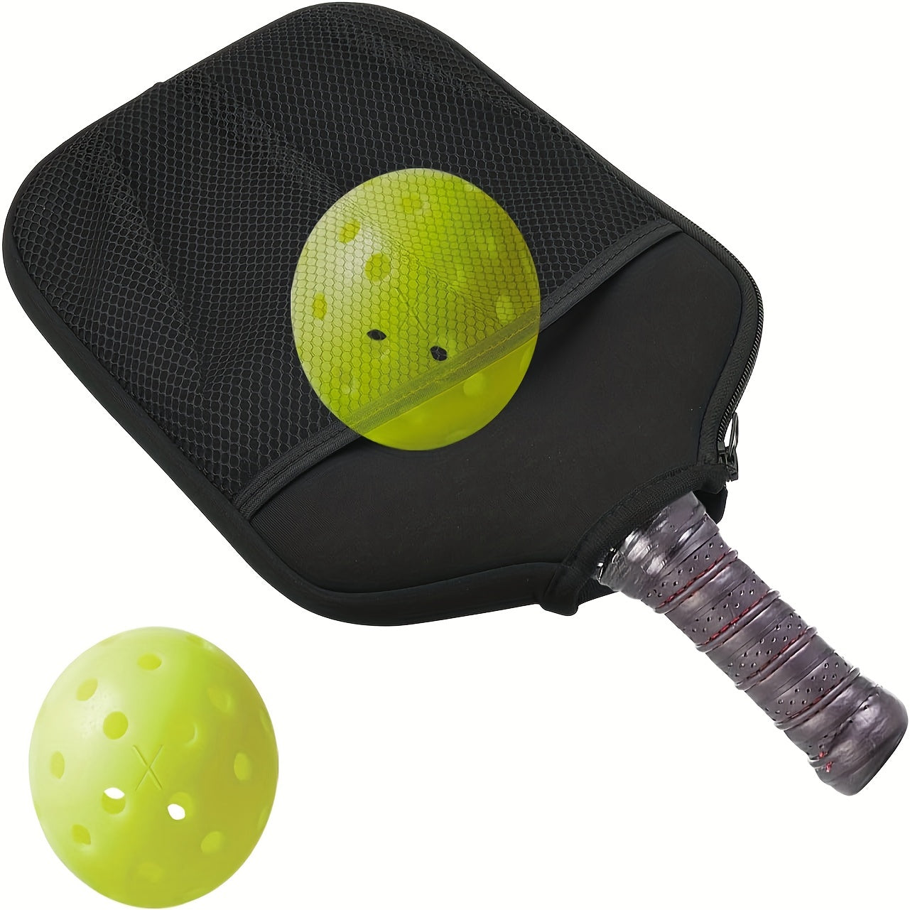 2pcs Pickleball Bag Cover Mesh Pocket Rubber Material Paddle Cover
