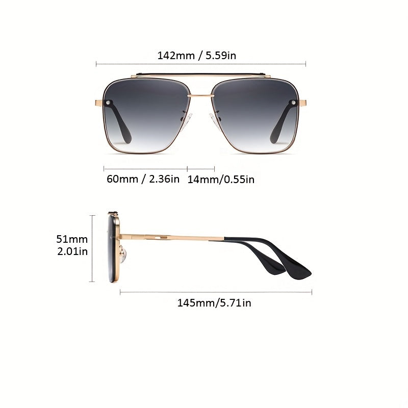 Gradient Metal Frame Sunglasses for Men UV Protection