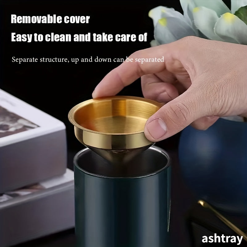 Stainless Steel Ashtray with Funnel and Windproof Design