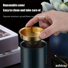 Stainless Steel Ashtray with Funnel and Windproof Design