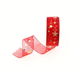 10m Bronzing Silver Pentagram Ribbon for Flower Packaging