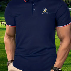 Men's Cartoon Graphic Polo Shirt Active Stretch Lapel Button Up Short Sleeve